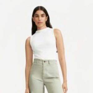 Everlane - White Pima Cotton Micro-Rib Funnel-Neck Tank